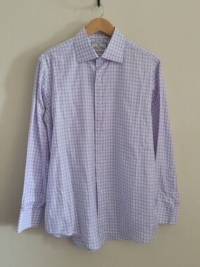 Brooks Brothers Thomas Mason Luxury Dress Shirt, Men's 16, White & Purple